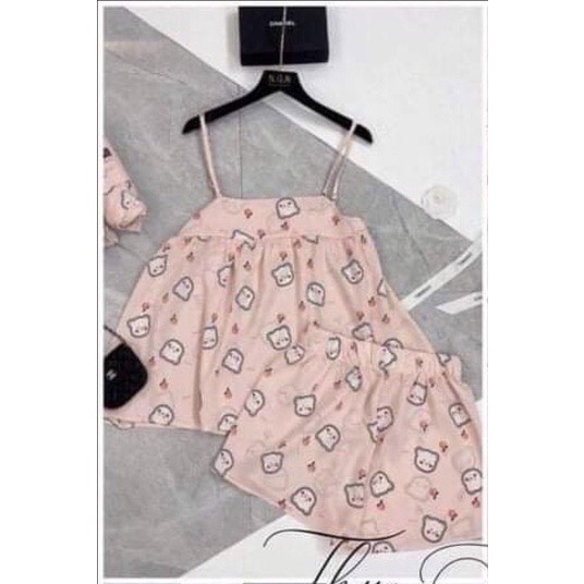 Bộ đồ ngủ pijama nữ hai dây  chất lụa Kate Thái mềm mịn