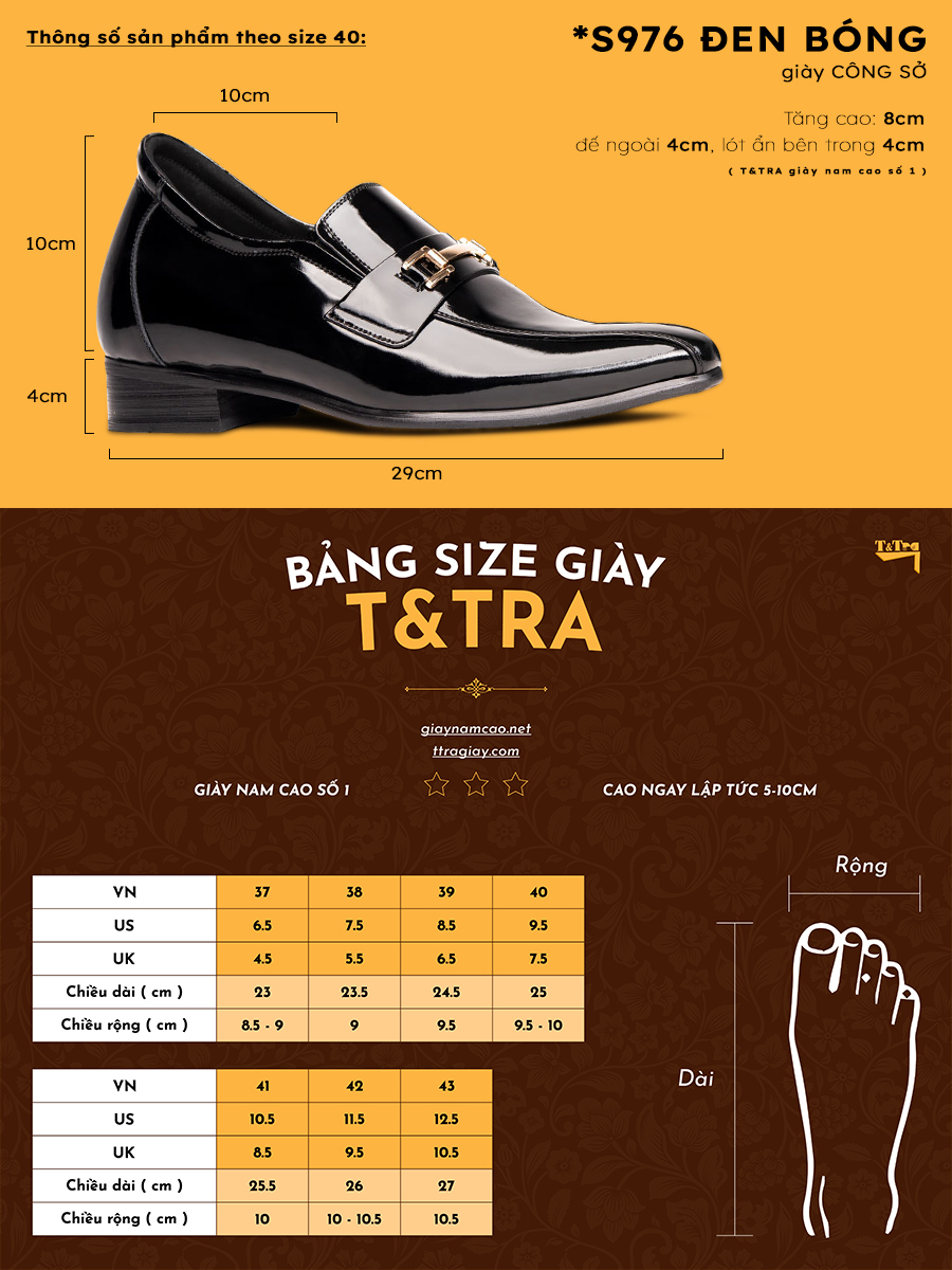 [8cm] shoes height increasing Men T&TRA S976 black ball