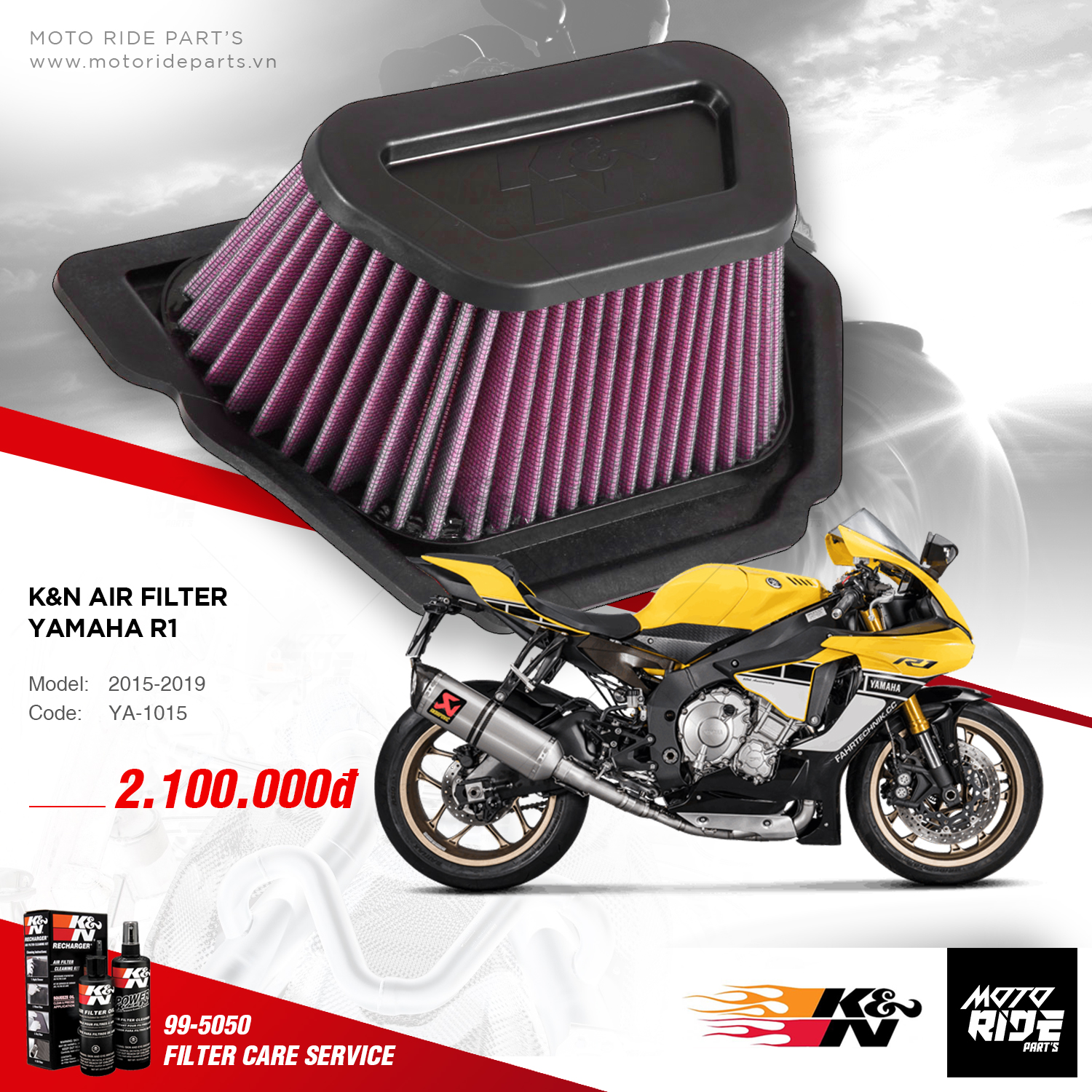 K&N YA-1015 LỌC GIÓ ĐỘ CHO YAMAHA R1 / MT-10