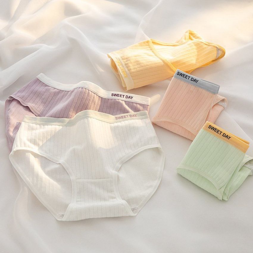ComBo 5 quần lót nữ Nhật Bản macaron cotton sọc co giãn quần chíp nữ một ngày ngọt ngào thoáng mát kháng khuẩn