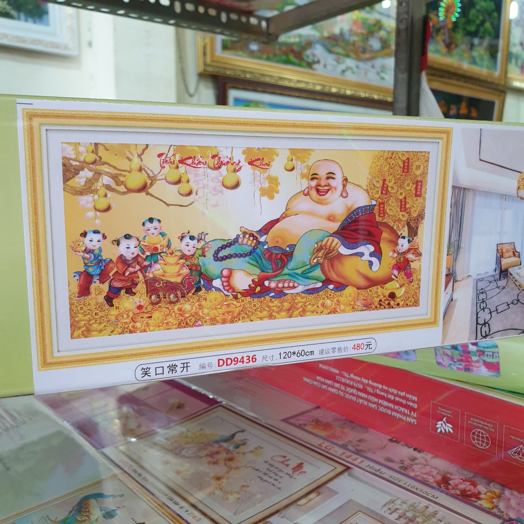 Tranh Đính Đá PHẬT DI LẠC (ĐÁ ABC CAO CẤP). Kích Thước: 1m2 x 60cm
