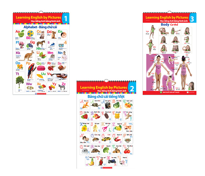 Combo Tranh Treo Tường Học tiếng Anh bằng hình ảnh tập 1 + tập 2 + tập 3