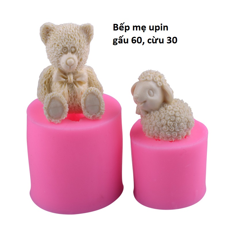 Khuôn silicon gấu và cừu làm thạch rau câu