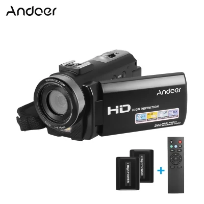 Andoer HDV-201LM 1080P FHD Digital Video Camera Camcorder DV Recorder 24MP 16X Digital Zoom 3.0 Inch LCD Screen with 2pcs Rechargeable Batteries