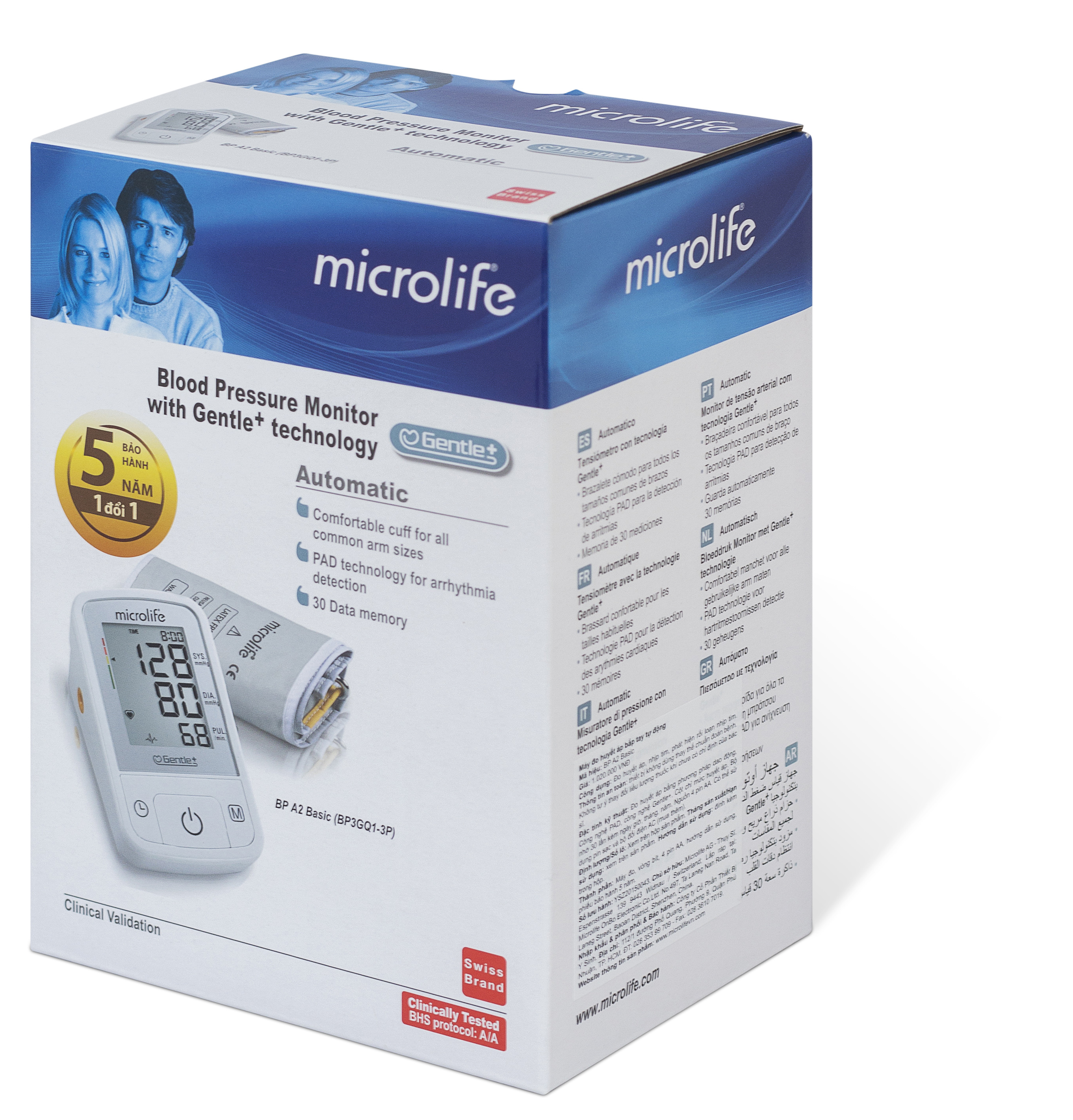 Máy Đo Huyết Áp Microlife A2 Basic, Đo Huyết Áp Nhịp Tim, Dễ Dùng, Bảo Hành 5 Năm