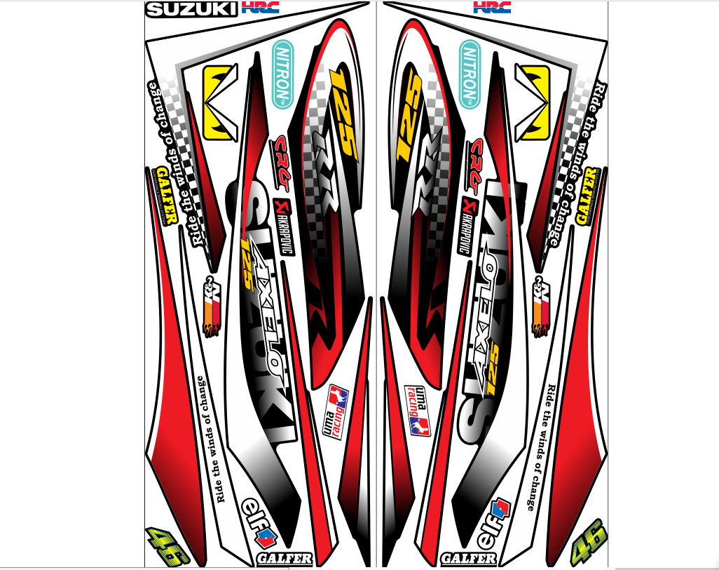 Tem axelo suzuki 125 đỏ đen caro tặng logo