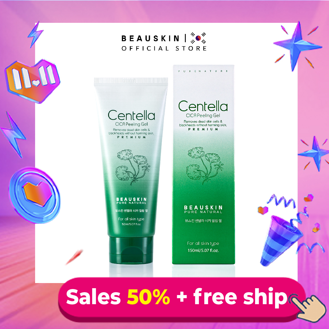Tẩy Da Chết Tái tạo da và ngừa mụn da Beauskin Centella Cica Peelingel
