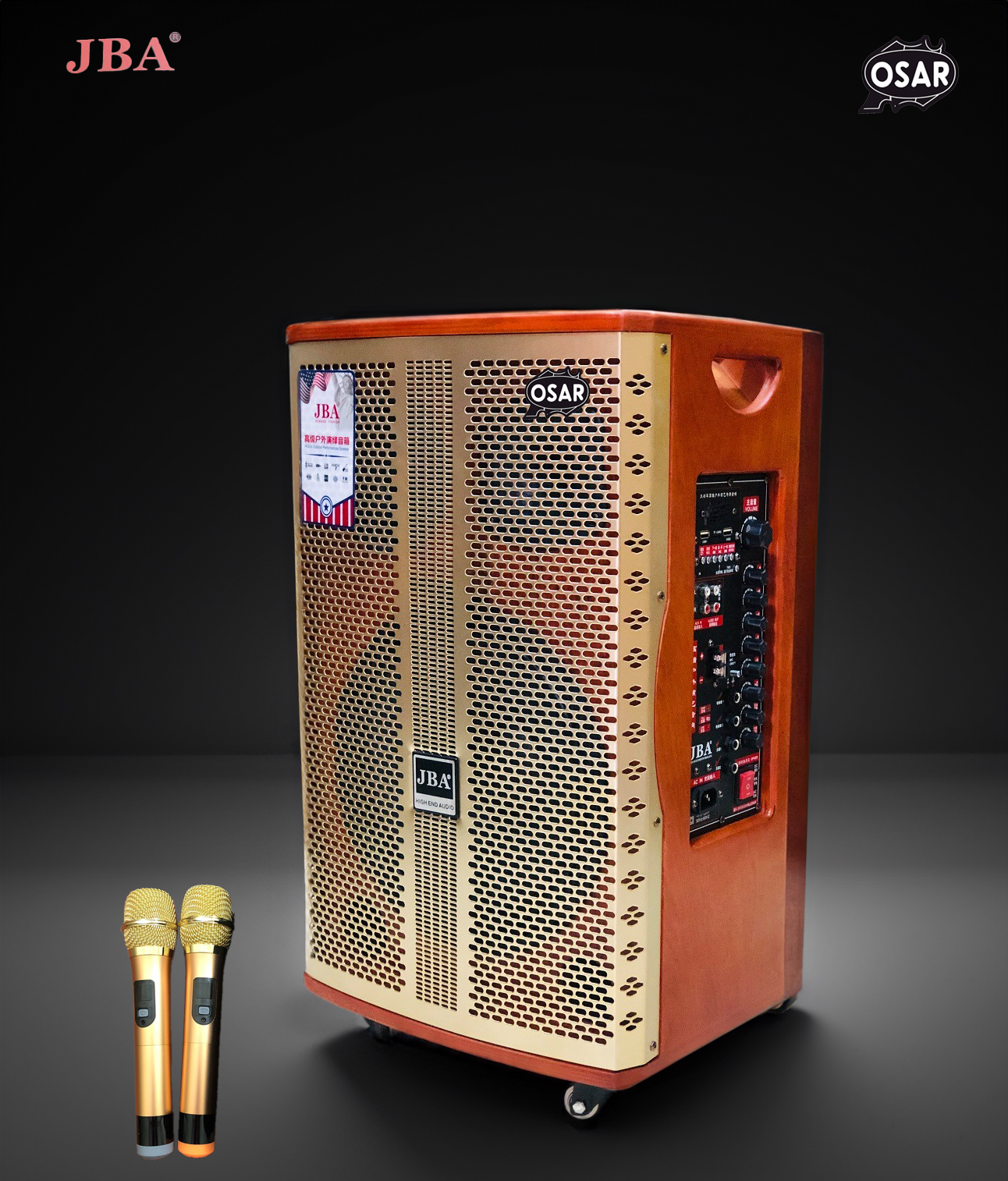 Loa kéo karaoke cao cấp jba sk 8615a bass 40 công suất 900w, bass 40, chất liệu vỏ gỗ cao cấp vân gỗ, phụ kiện 2 micro không dây uhf, bluetooth, cổng usb, khe cắm thẻ nhớ, ngõ cắm nhạc cụ, thời lượng pin 4-6 giờ. bảo hành 12 tháng, đổi mới trong 7 ngày nế