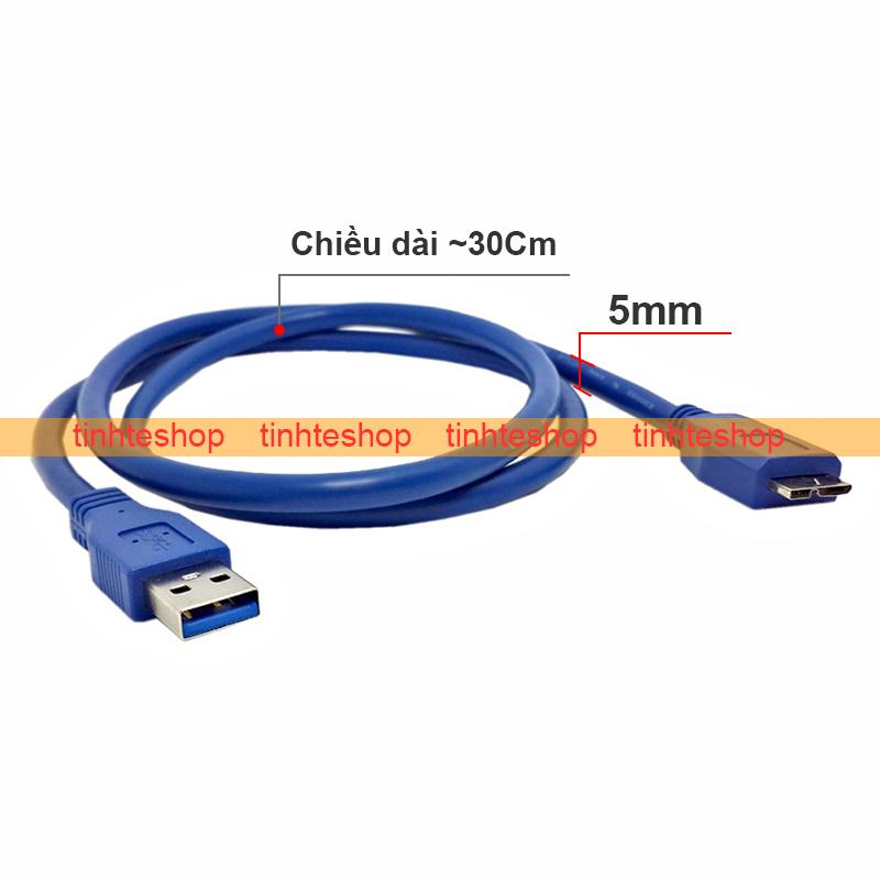 Cáp USB cho ổ cứng di động - Dây USB 3.0 AM - Micro B ngắn 30Cm