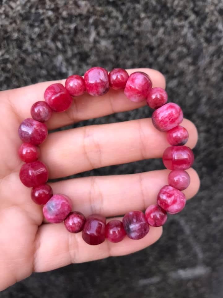 [HCM]VÒNG TAY ĐÁ PHONG THỦY MẦU HỒNG RUBY MIX KIỂU DỄ THƯƠNG