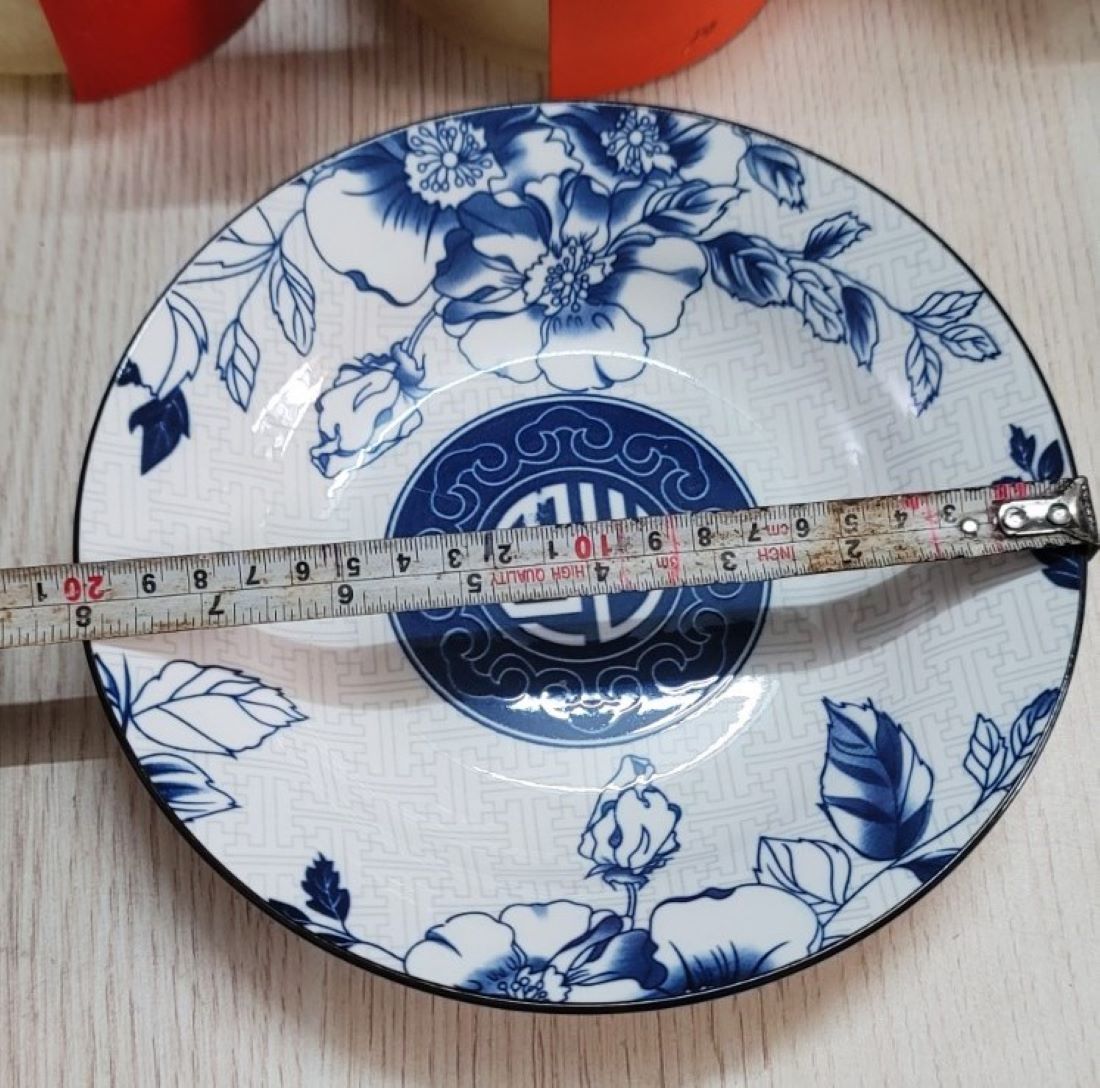 DĨA TRÒN SÂU GỐM SỨ HỌA TIẾT CHỮ PHÚC – SIZE CỠ 8,9