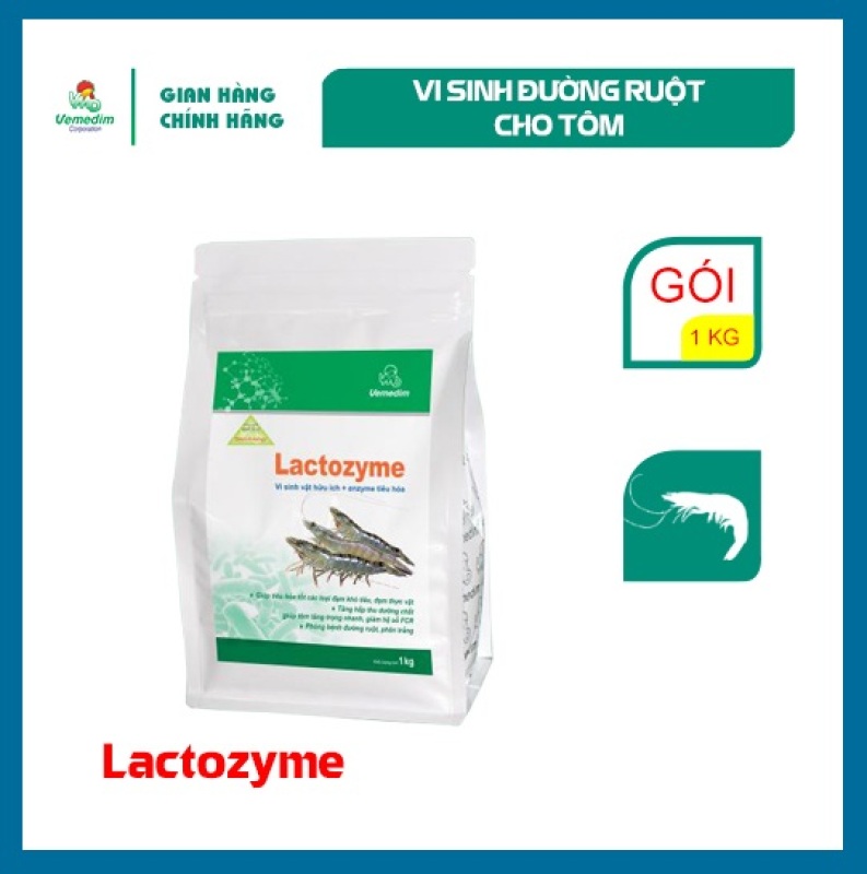 Vemedim Lactozyme tôm, men tiêu hóa giúp hỗ trợ hệ tiêu hóa cho tôm, gói 1kg