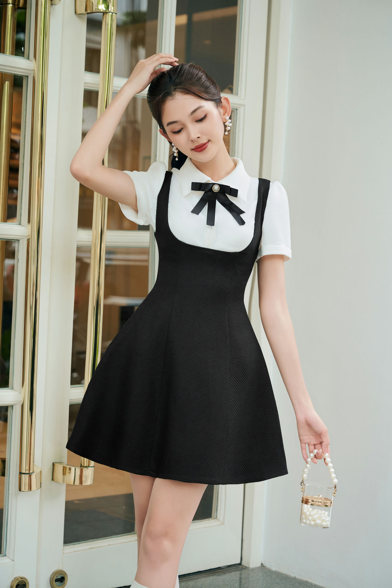 Váy yếm đen DS02V302597D1 Lep'
