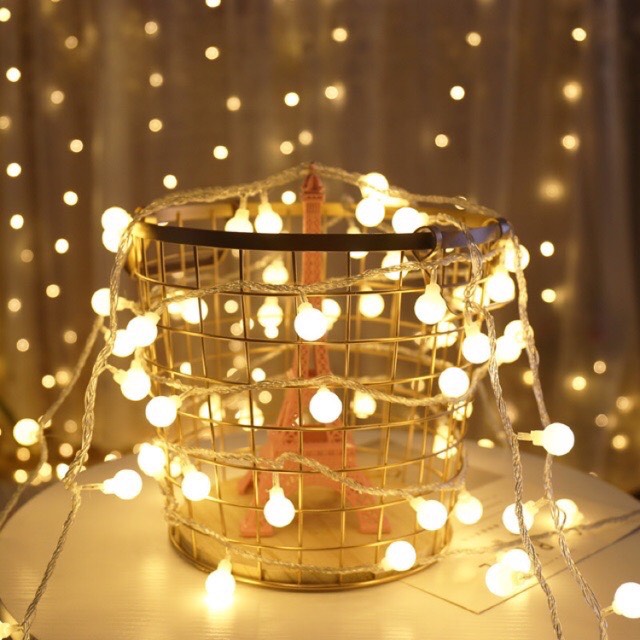 Dây Đèn Led Cherry Ball 40 Bóng Dùng Pin AA và USB