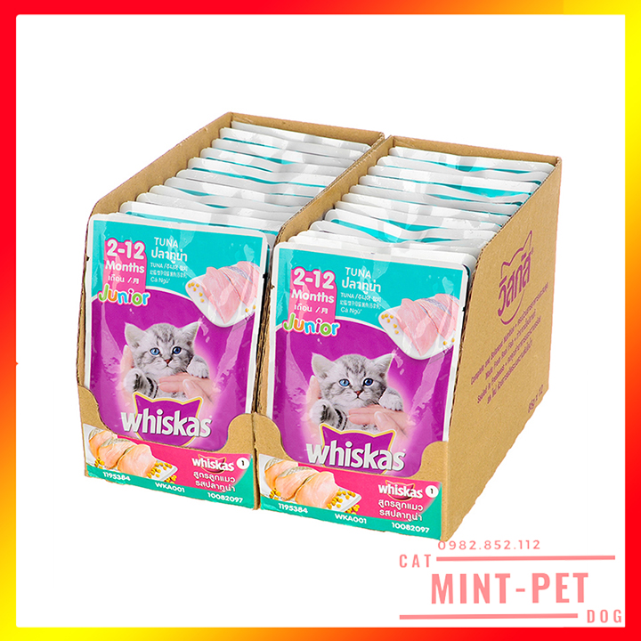 Hộp 24 Gói Pate Whiskas Junior Cho Mèo Con 85g