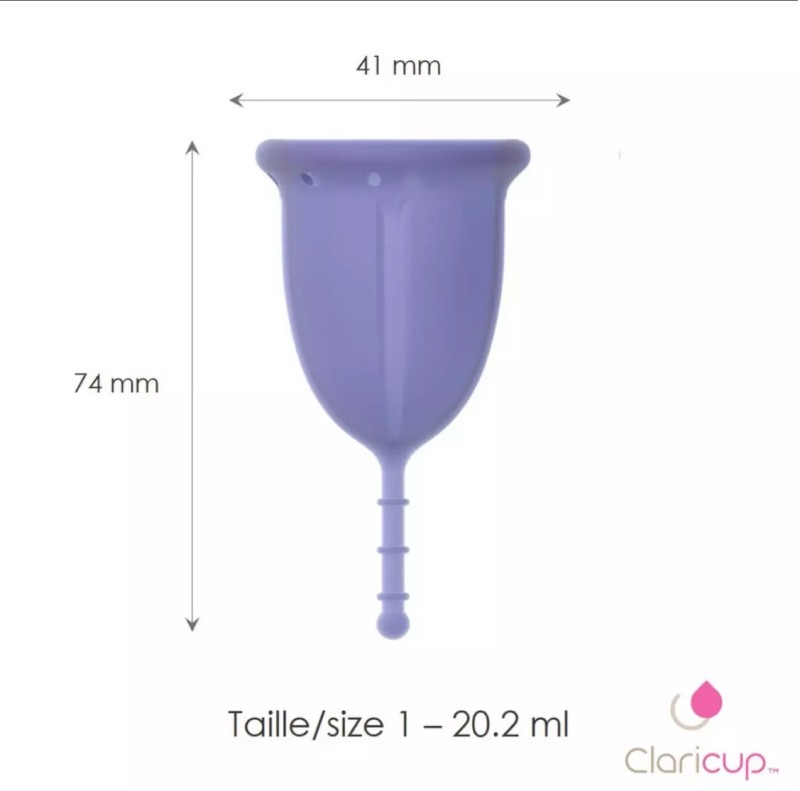 Cốc nguyệt san kháng khuẩn Claricup size 1 dành cho phụ nữ chưa sinh, sinh  mổ + tặng gel vệ sinh cốc chuyên dụng Claricare 100ml