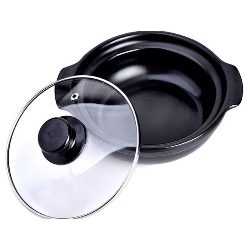 Nồi đất tráng men chịu nhiệt nắp kính 0.6 lít