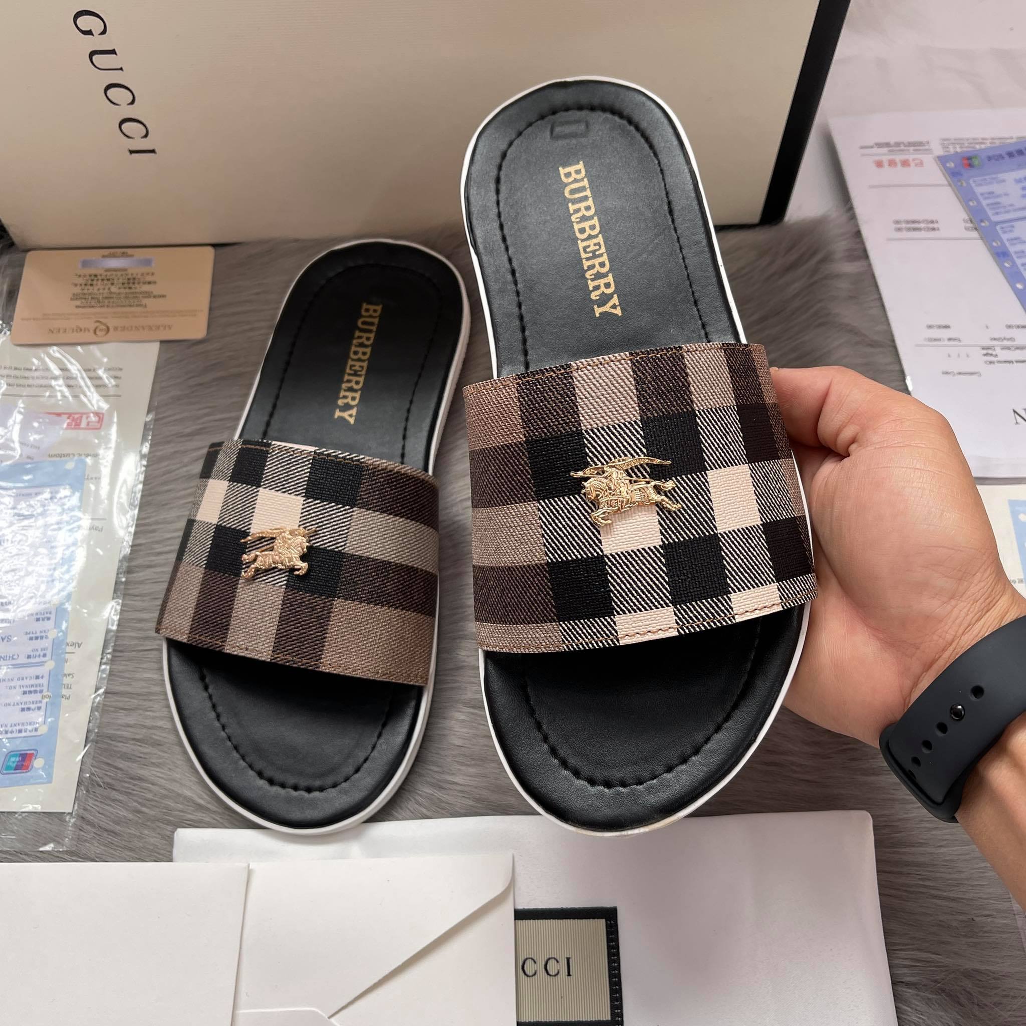 Dép lê da bắp ngang đen nam