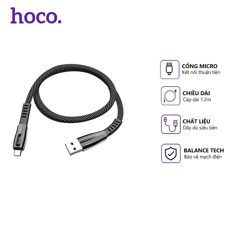 Cáp Sạc Nhanh Hoco U70 Dây Dù 2.4A Cổng Micro Dài 1.2m