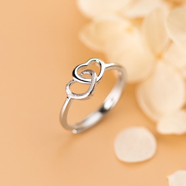 💘 NHẪN BẠC NỮ TRAI TIM LỒNG H.A.S SILVER 💘 S925 PHỦ BẠCH KIM FREESIZE 💘