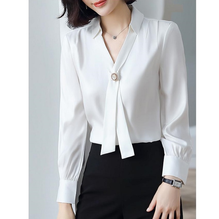 [PN FASHION]ÁO KIỂU NỮ TAY DÀI PHỐI CÀ VẠT- AP071