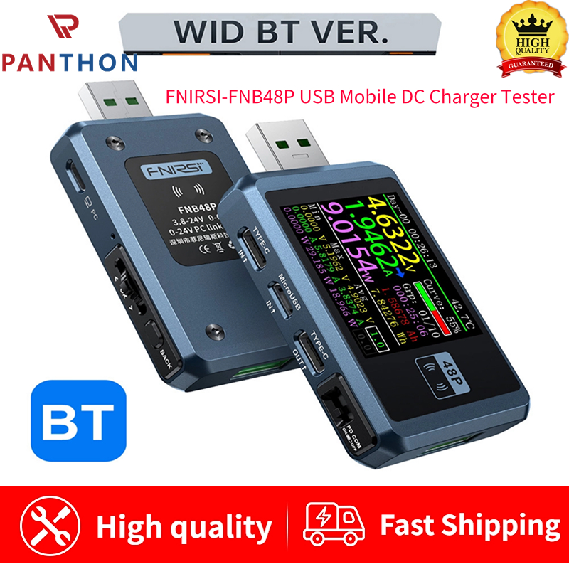 【💕Ready Stock🎉】PANTHON FNIRSI-FNB48P USB Mobile DC Charger Tester USB Voltage Meter and Current Tester LCD Display Power Tester Multimeter Ammeter Voltmeter