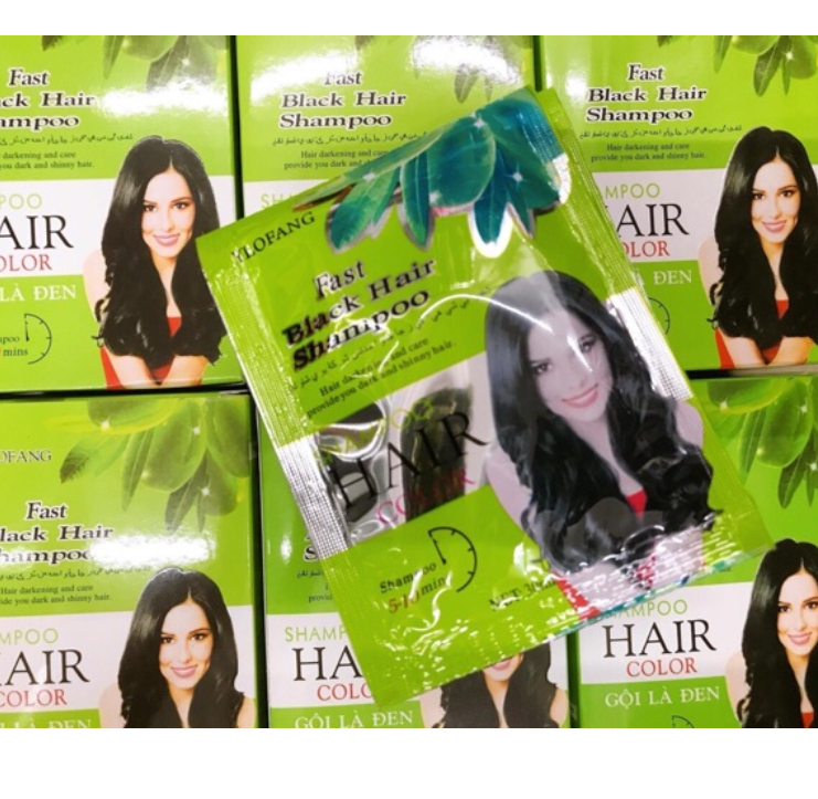 Dầu gội đen tóc olive Thái Lan Ylofang hộp 10 gói - Gội là đen, dầu gội nhuộm đen tóc tại nhà