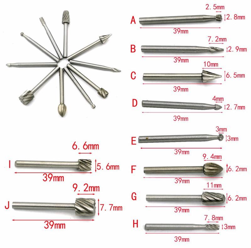 Bộ 10 mũi khắc, mài, làm lũa HSS cao cấp