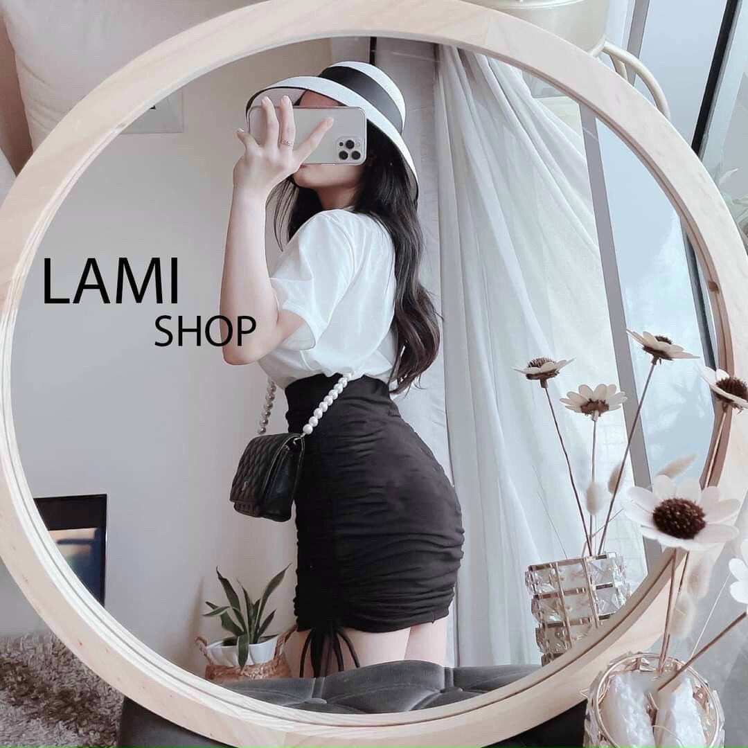 SÉT ÁO IN CHỮ& CHÂN VÁY RÚT DÂY 2 BÊN