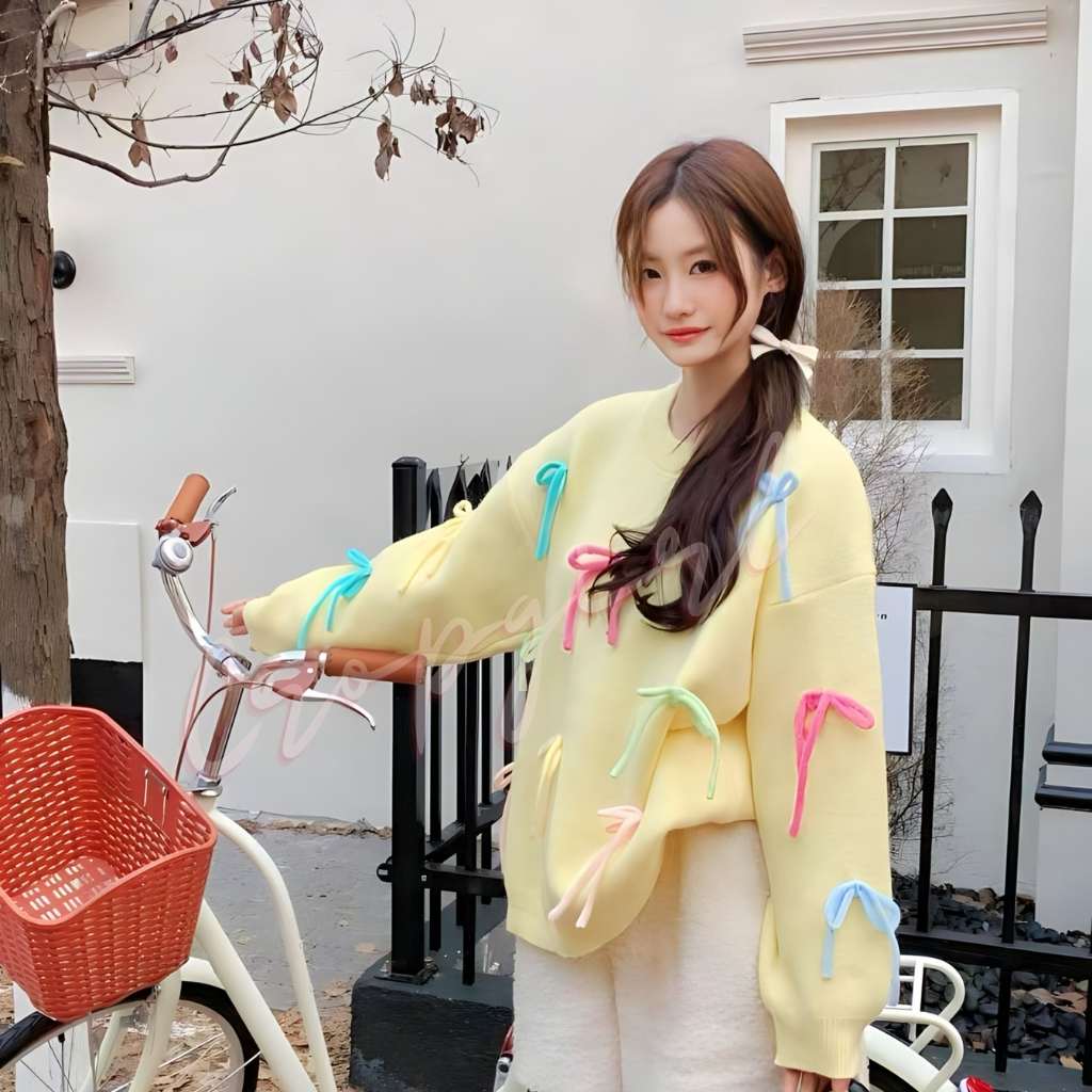 Áo len Quảng Châu đính nơ cute