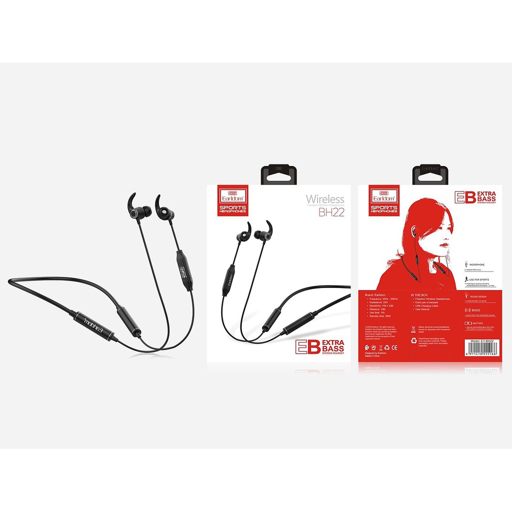 Tai Nghe Bluetooth Cá Tính Sport Earldom Bh22 (2 Tai, Có Dây) - Hàng.