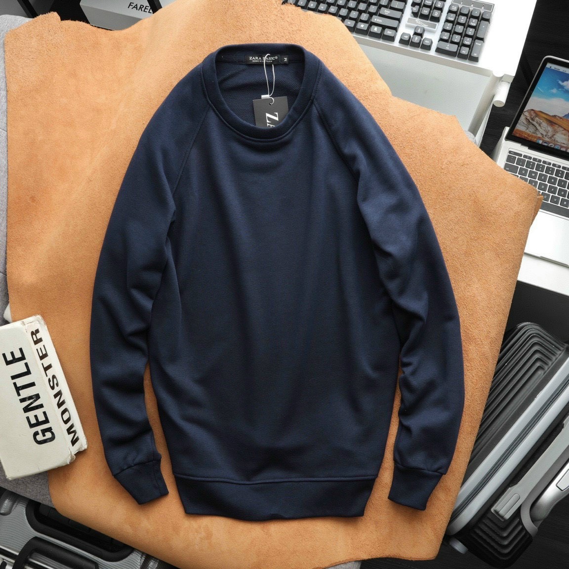 [Hoàn Tiền 15%] Áo Sweater Nỉ Bông Tay Dài Trơn Basic Unisex Nam Nữ
