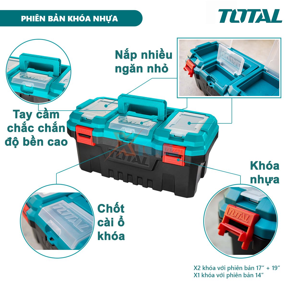 Multi-Function Tool Box total 16-17-20 inch | tool box, tool, Component 5 tank pp high impact resistant, metal lock or iron lock