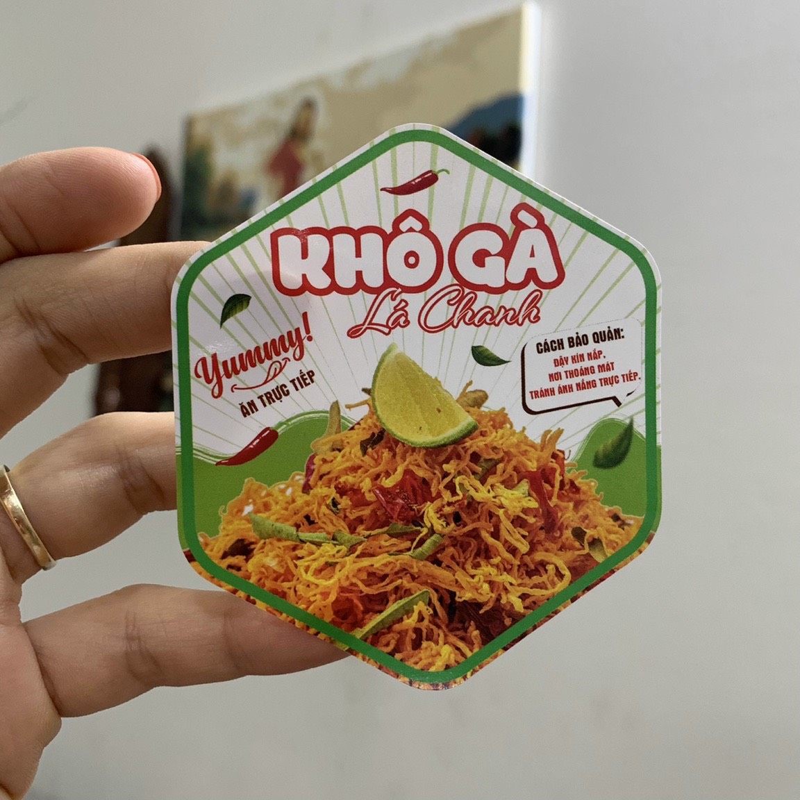 55 tem dán các loại khô gà - lục giác 7x8cm