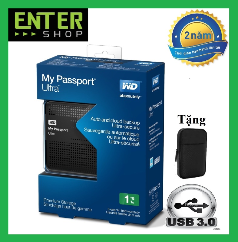 Bảng giá Ổ cứng di động WD My Passport Ultra 1TB Usb 3.0 Tặng túi chống sốc Phong Vũ