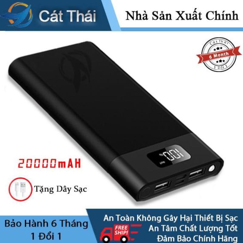 Giá PIN Dự Phòng Tốc Độ Cao 20000mAh Cát Thái, YM-101, LED hiển thị thông số kỹ thuật sạc, đèn pin chiếu sáng