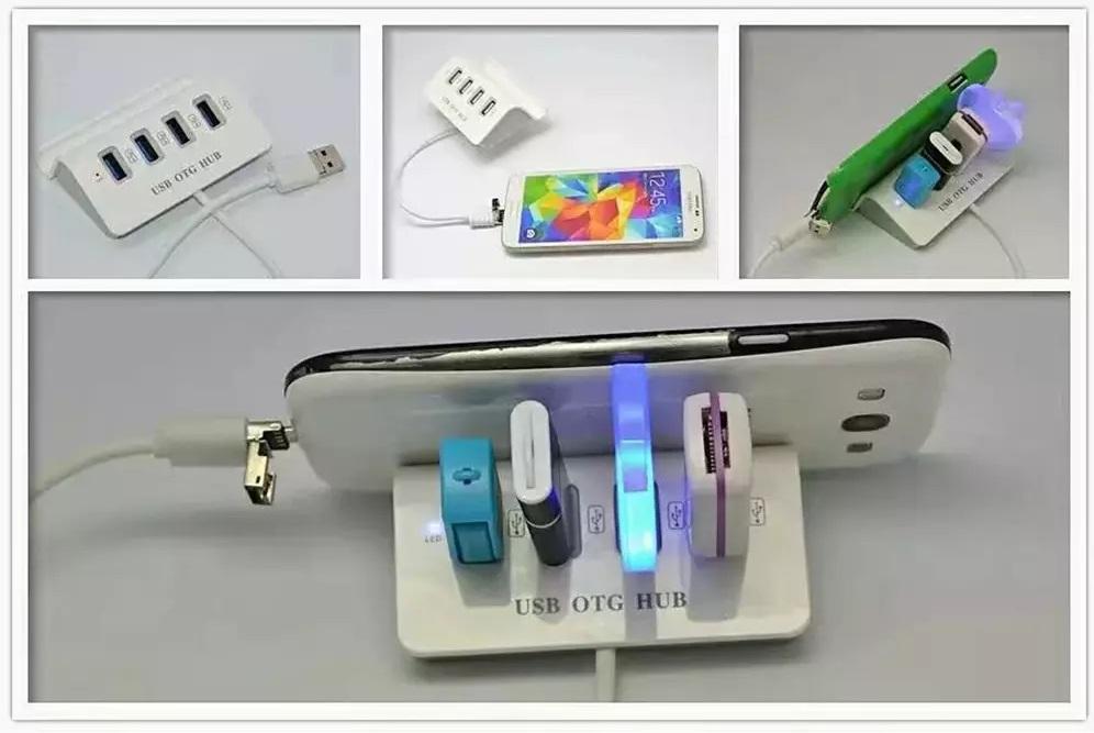 Hub Usb OTG ra 4 cổng USB kiêm giá đỡ cho Điện thoại chất lượng cao