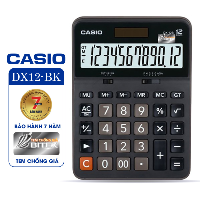 Máy tính Casio DX-12B - Chính hãng Bitex, Bảo hành 7 năm