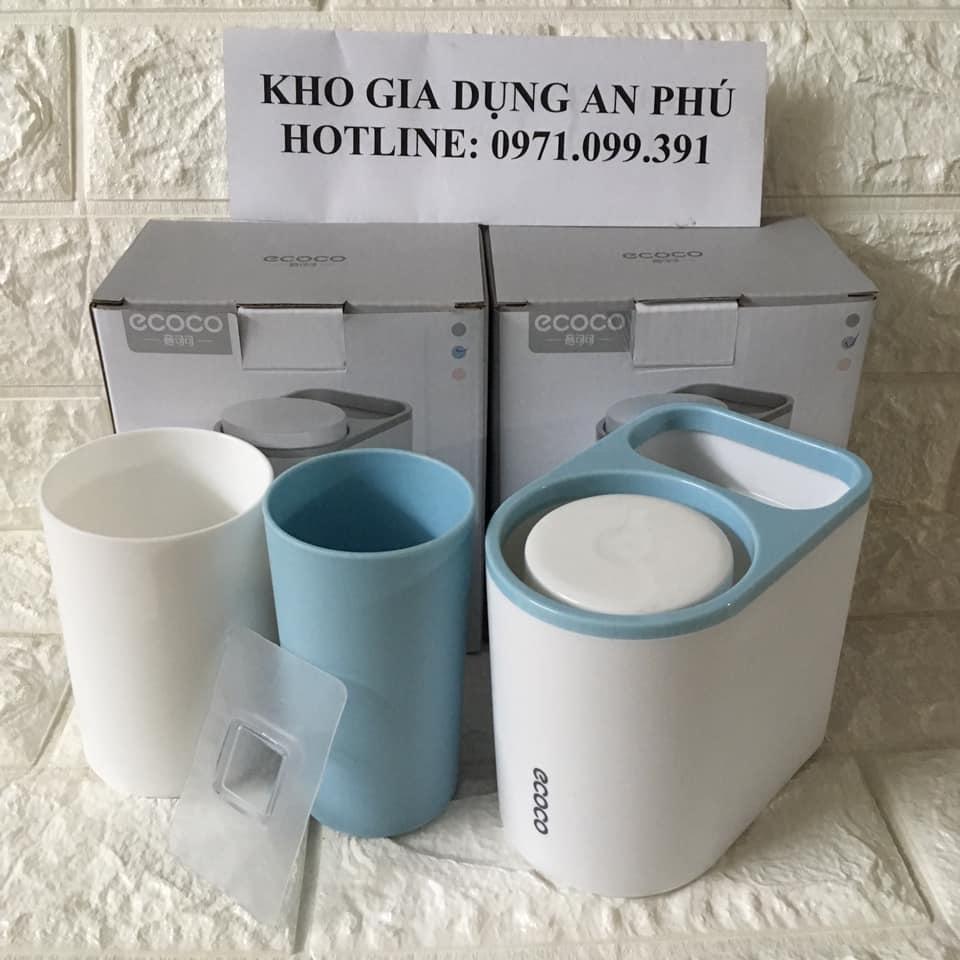 Kệ để bàn chải và kem đánh răng ECOCO kèm 2 cốc (có miếng dán cường lực)