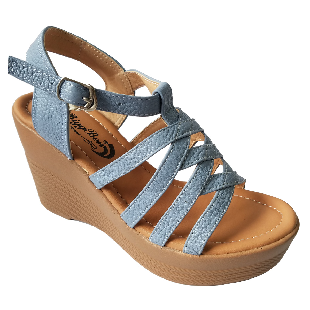 Giày Sandal Đế Xuồng Da Bò BIGBEN Cao 9 Phân DS5