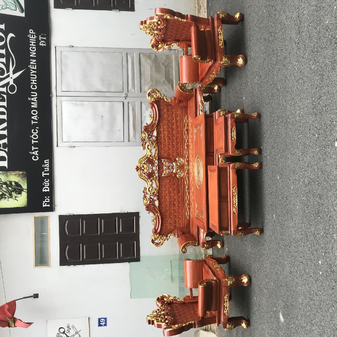 [VIP] Bộ Bàn Ghế Hoàng Gia Gỗ Hương Đá Dát Vàng