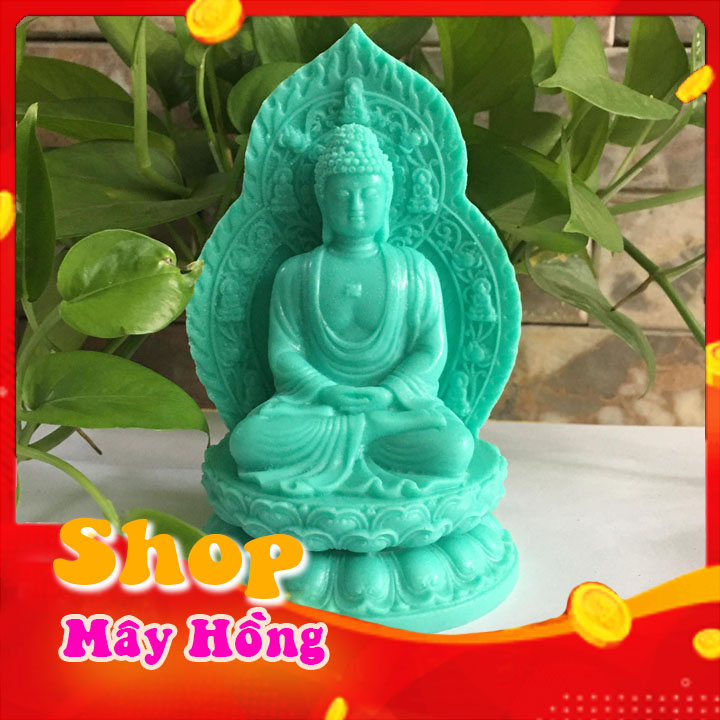 Tượng phật a di đà cao 15 cm màu xanh ngọc