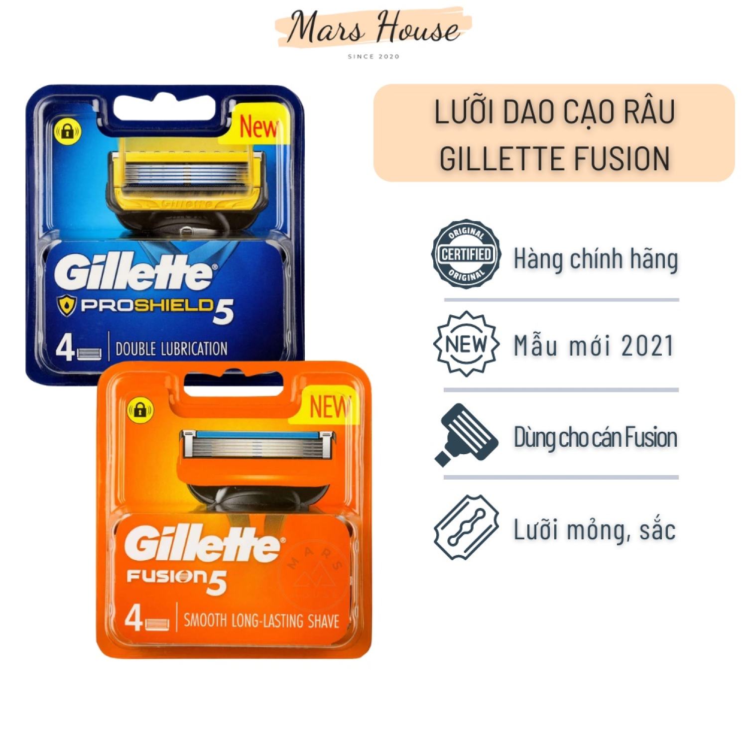 Lưỡi dao cạo râu Gillette Fusion 5 lưỡi chính hãng