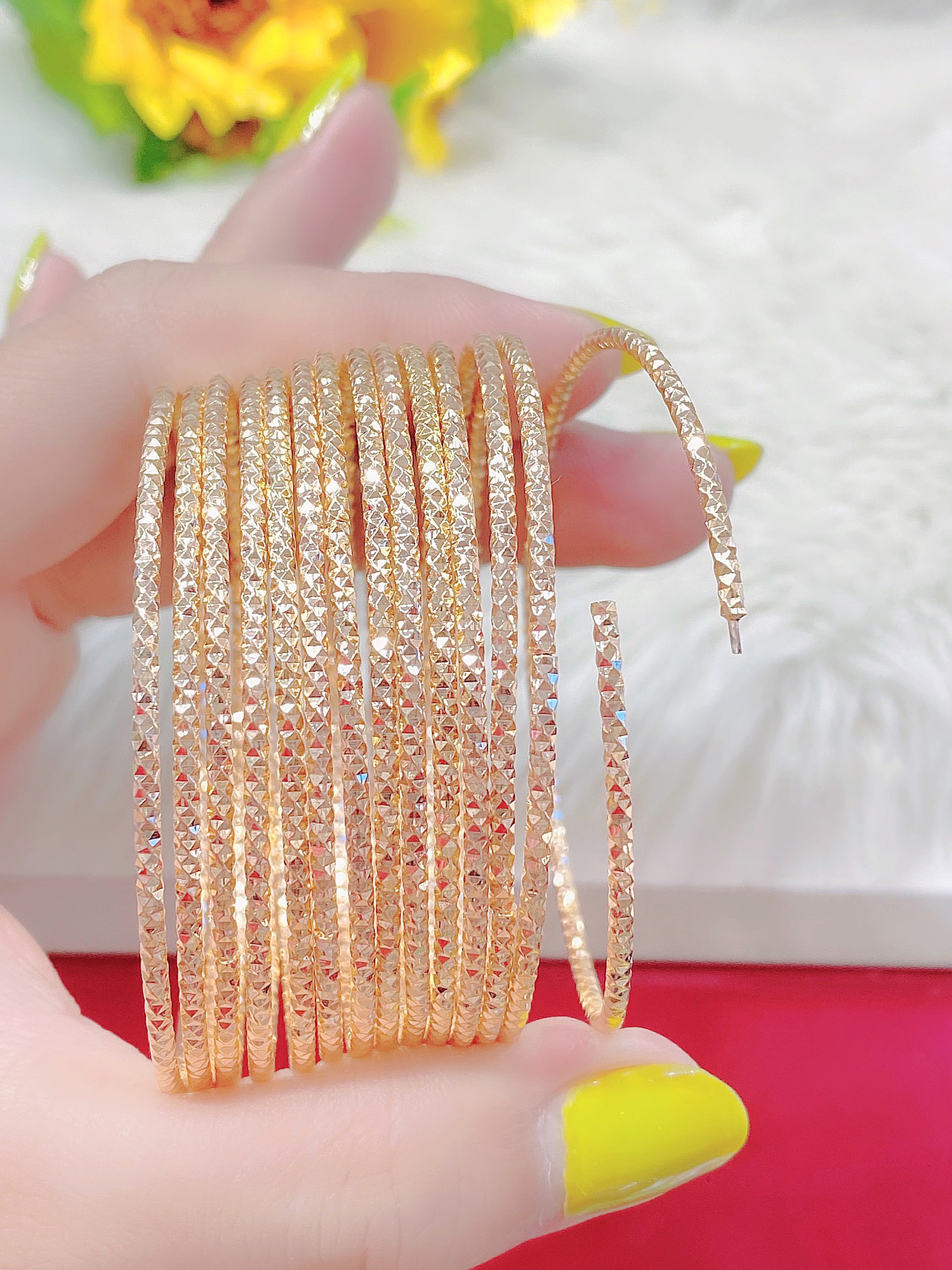 Ximen Vàng Khắc Máy Bộ 7 Chiếc Khóa Gài - K13