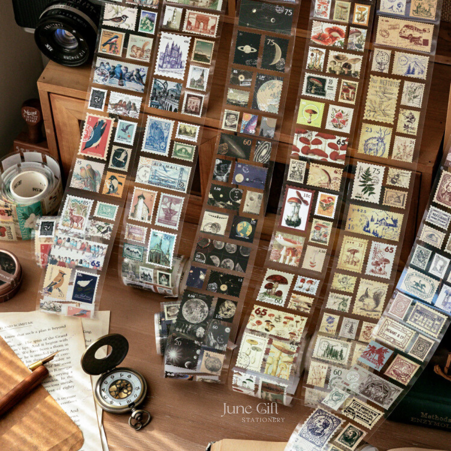 [Chiết] Sticker tem thư kiểu vintage trang trí sổ, làm journal