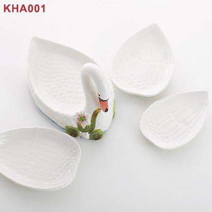 Khay đựng mứt kẹo gốm sứ nghệ thuật KHA001 – Mô hình thiên nga sáng tạo