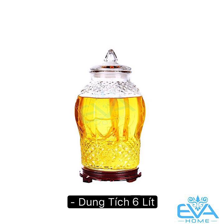 Bình ngâm thủy tinh 6 lít dáng chum hoạ tiết kim cương 8833 - 6l