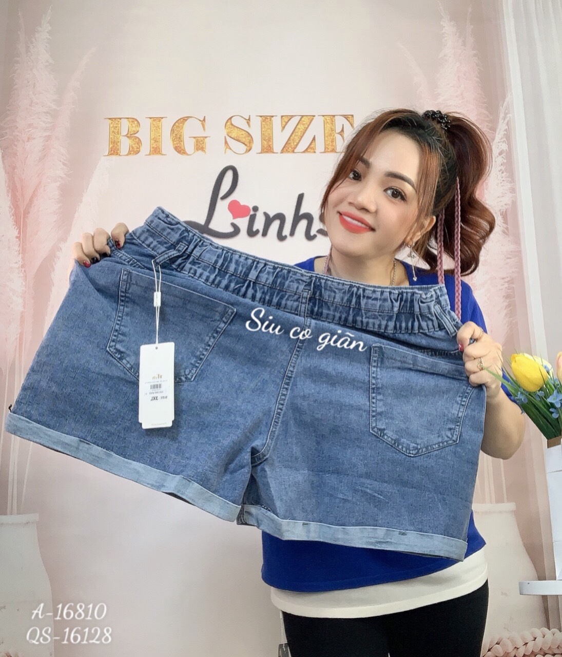 Quần đùi BIGSIZE  jean Ros SIZE ĐẠI 16128