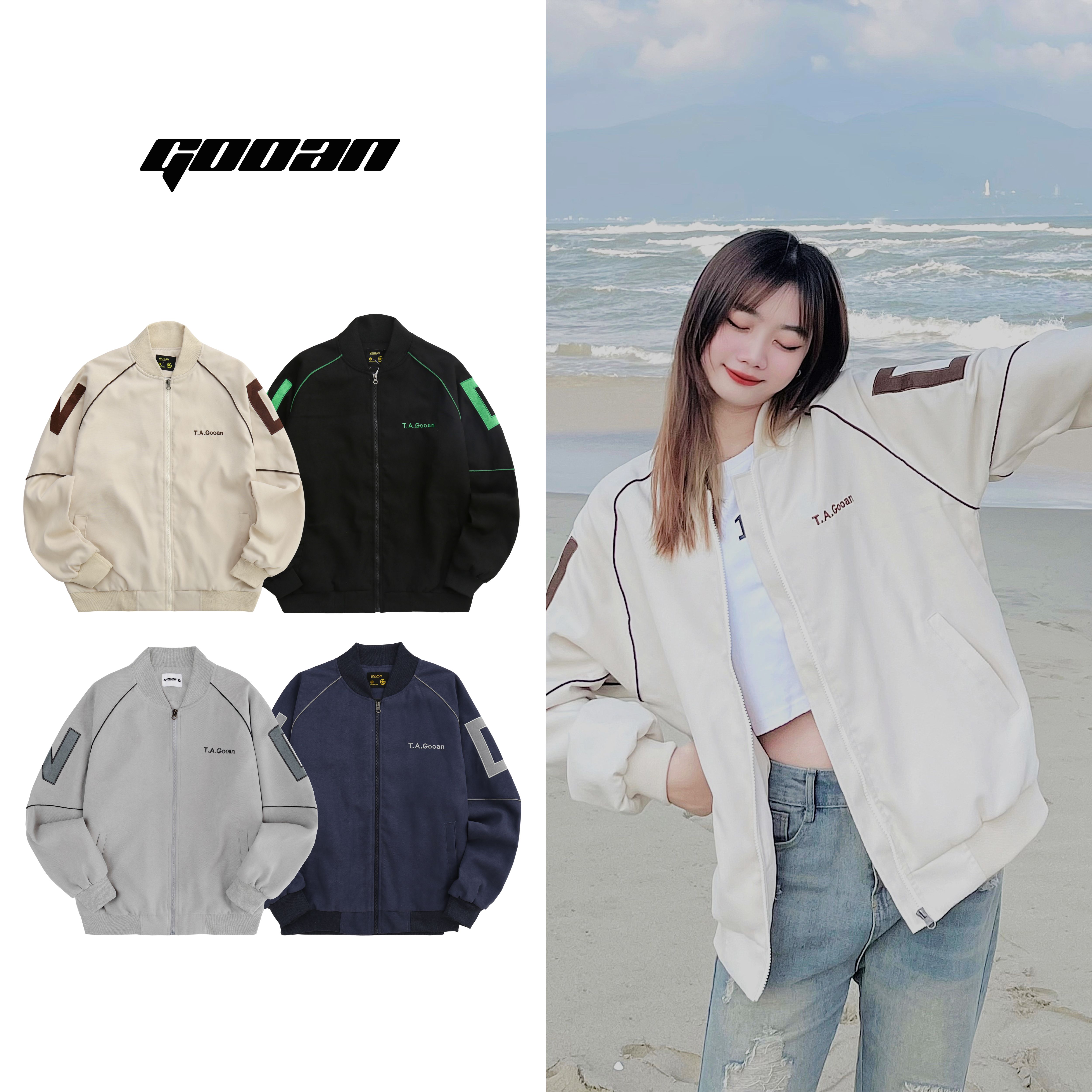 Áo Khoác Bomber Varsity Gooan Infinity Form Rộng
