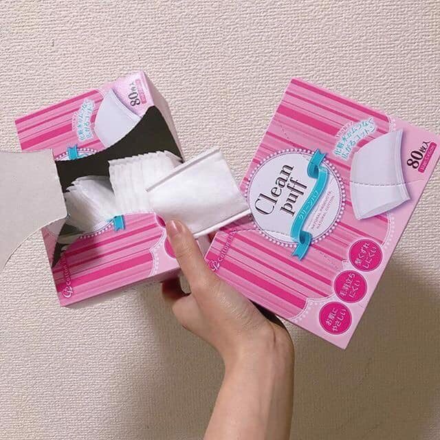 Bông tẩy trang Clean Puff Nhật Bản (80 cái/hộp)